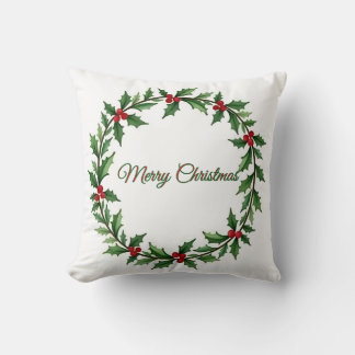 Merry Christmas Wreath Pillow for Home Decor クッション
