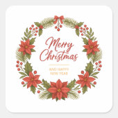 Merry Christmas Wreath Sticker – Holiday  スクエアシール (正面)