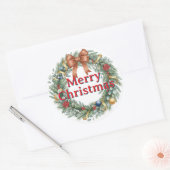 Merry Christmas wreath stickers and sealers ラウンドシール (封筒)