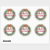 Merry Christmas wreath stickers and sealers ラウンドシール (シート)