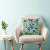Merry Christmas Wreath Throw Pillow クッション (椅子)