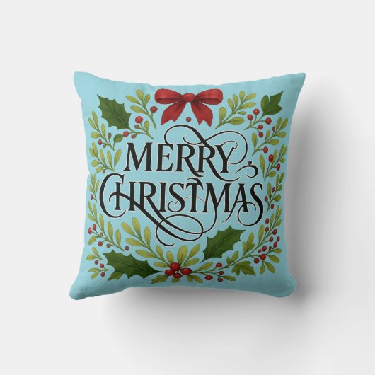 Merry Christmas Wreath Throw Pillow クッション (裏面)