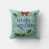 Merry Christmas Wreath Throw Pillow クッション (正面)