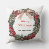Merry Christmas Wreath Throw Pillow  クッション (裏面)