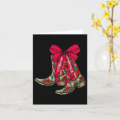 Merry Christmas Xmas Cowboy Boots Coquette Bow Paj カード (黄色い花)