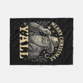 Merry Christmas Y’all Cowboy Western Santa Tee  フリースブランケット (正面(横))