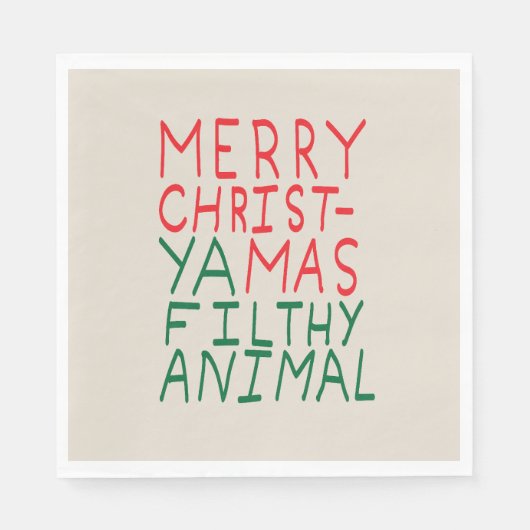 Merry Christmas ya filthy animal typography スタンダードランチョンナプキン (正面)