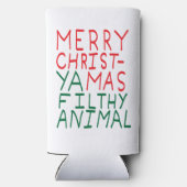 Merry Christmas ya filthy animal typography スリム缶クーラー (裏面)