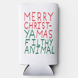 Merry Christmas ya filthy animal typography スリム缶クーラー