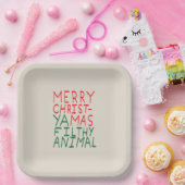 Merry Christmas ya filthy animal typography ペーパープレート (パーティー)