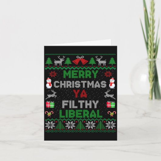 Merry Christmas Ya Filthy Liberal Ugly Knit カード (正面)