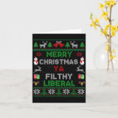 Merry Christmas Ya Filthy Liberal Ugly Knit カード (黄色い花)