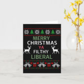 Merry Christmas Ya Filthy Liberals Ugly Christmas  カード (黄色い花)