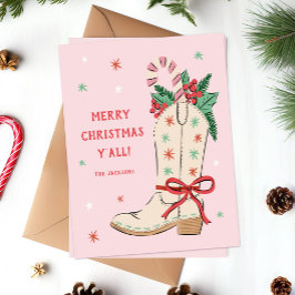 Merry Christmas Y'all Country Cowboy Boot  シーズンカード