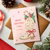Merry Christmas Y'all Country Cowboy Boot シーズンカード