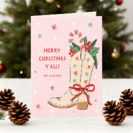 Merry Christmas Y'all Country Cowboy Boot  シーズンカード