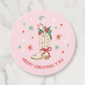 Merry Christmas Y'all Country Cowboy Boot Gift フェイバータグ (正面)