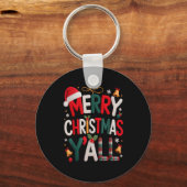 Merry Christmas Y'all Santa Hat Crochet Knitting Q キーホルダー (正面)