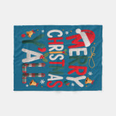 Merry Christmas Y'all Santa Hat Crochet Knitting Q フリースブランケット (正面(横))