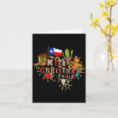 Merry Christmas Y'all Texas Map Santa Hat Mens Wom カード (黄色い花)