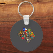 Merry Christmas Y'all Texas Map Santa Hat Mens Wom キーホルダー (正面)