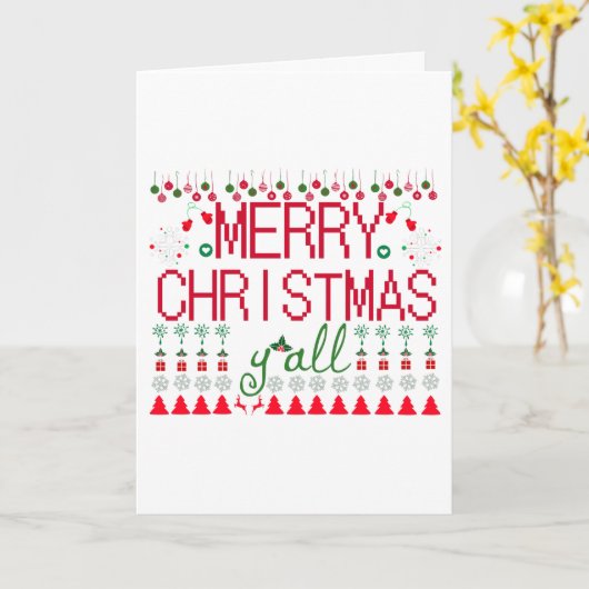 Merry Christmas Y'all Ugly Sweater カード (黄色い花)