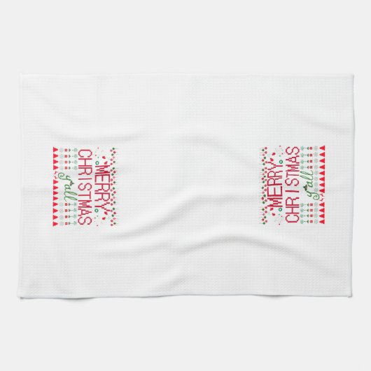 "Merry Christmas Y'all" Ugly Sweater キッチンタオル (横)
