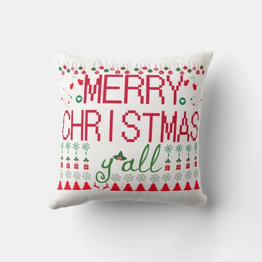 "Merry Christmas Y'all" Ugly Sweater クッション (裏面)
