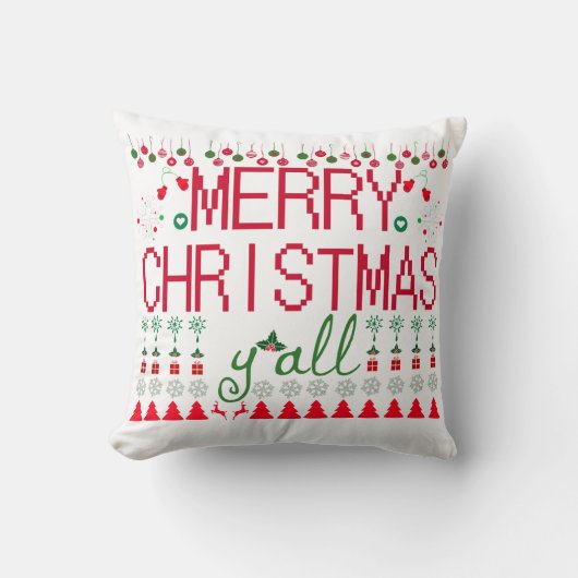 "Merry Christmas Y'all" Ugly Sweater クッション (正面)
