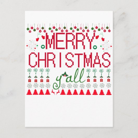 Merry Christmas Y'all Ugly Sweater ポストカード (正面)