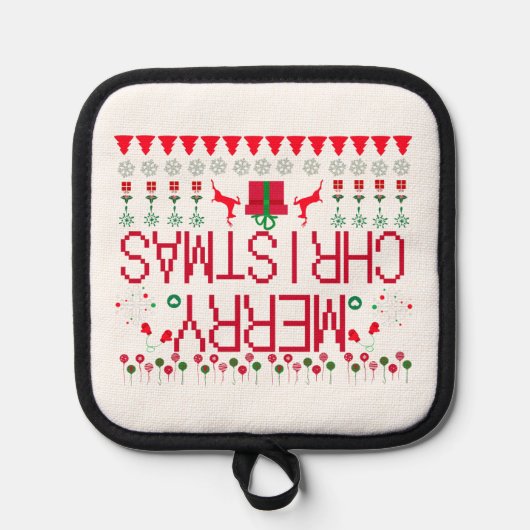 "Merry Christmas Y'all" Ugly Sweater 鍋敷き (正面)