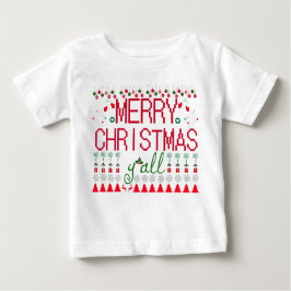 "Merry Christmas Y'all" Ugly Sweater Baby Tee ベビーTシャツ