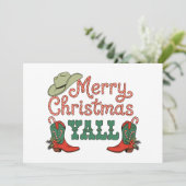 Merry Christmas Yall Western Country Cowboy Xmas シーズンカード (スタンド正面)