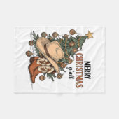 Merry Christmas Y'all Western Cowboy Boots Hat Xma フリースブランケット (正面(横))