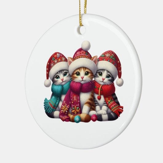 Merry Christmas Yarn Cat Ornament セラミックオーナメント (左)