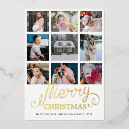 Merry Christmas Year in Review 9フォトコラージュ 箔シーズンカード