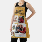Merry Christmas Yellow Doodles 5 Photo Family Gift エプロン (インサイチュ)