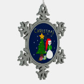 Merry Christmas - zauberhaftes Weihnachten, Advent スノーフレークピューターオーナメント (左)