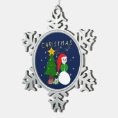 Merry Christmas - zauberhaftes Weihnachten, Advent スノーフレークピューターオーナメント (右)