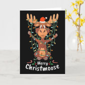 Merry Christmoose Christmas Moose Xmas Tree Lights カード (黄色い花)