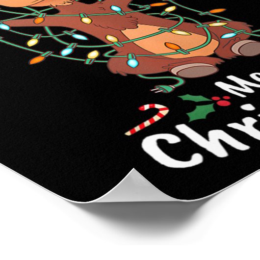 Merry Christmoose Christmas Moose Xmas Tree Lights ポスター (角)