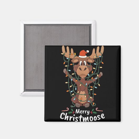 Merry Christmoose Christmas Moose Xmas Tree Lights マグネット (正面/裏面)