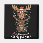 Merry Christmoose Christmas Moose Xmas Tree Lights マグネット (正面)