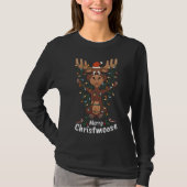 Merry Christmoose Christmas Moose Xmas Tree Lights Tシャツ (正面)