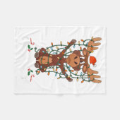Merry Christmoose Christmas Mooses Xmas Tree Light フリースブランケット (正面(横))