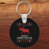Merry Christmoose Funny Christmas Moose Sweater An キーホルダー (正面)