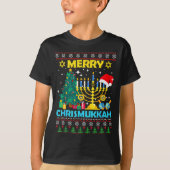 Merry Christmukkah Hanukkah Christmas Tree Xmas Fa Tシャツ (正面)