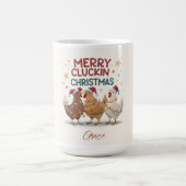 Merry Cluckin Christmas Chickens Personalized コーヒーマグカップ (中央)