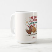 Merry Cluckin Christmas Chickens Personalized コーヒーマグカップ (正面左)
