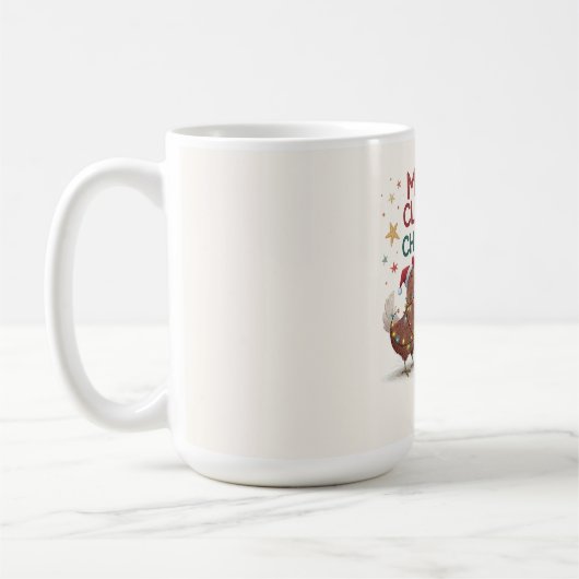 Merry Cluckin Christmas Chickens Personalized コーヒーマグカップ (左)